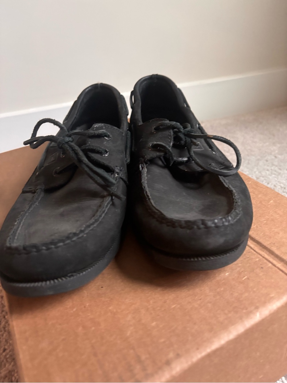 Sperry Men's Black Leather Boat Shoes